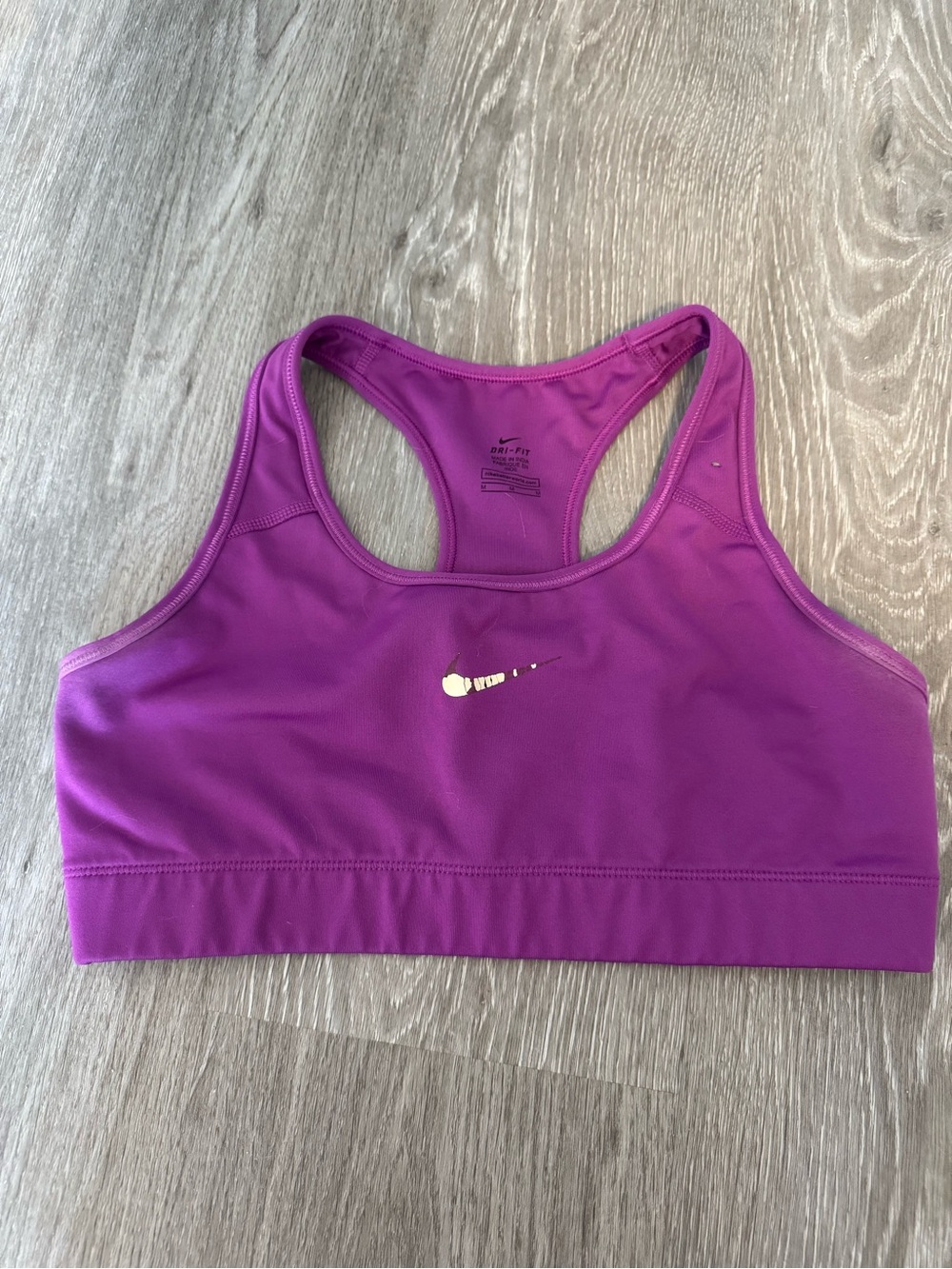 Nike Purple Racerback Sports Bra with Metallic Swoosh